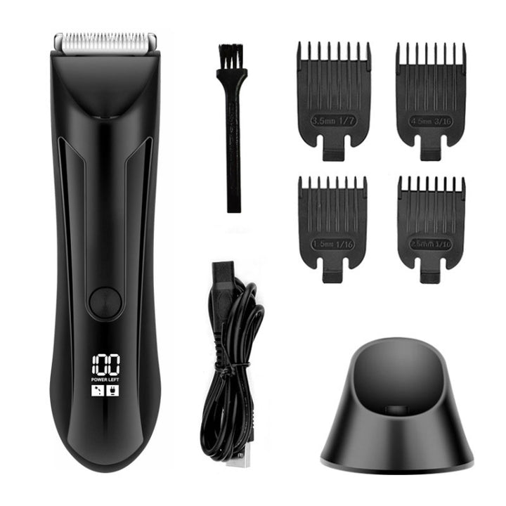 Mens Electrical Body Hair Trimmer LCD Digital Shaver