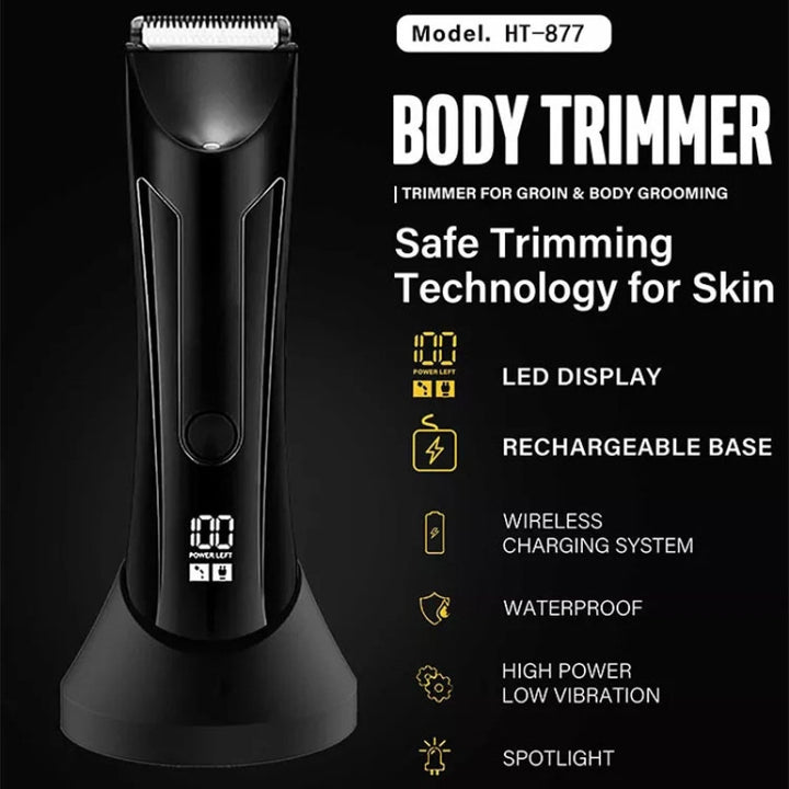 Mens Electrical Body Hair Trimmer LCD Digital Shaver