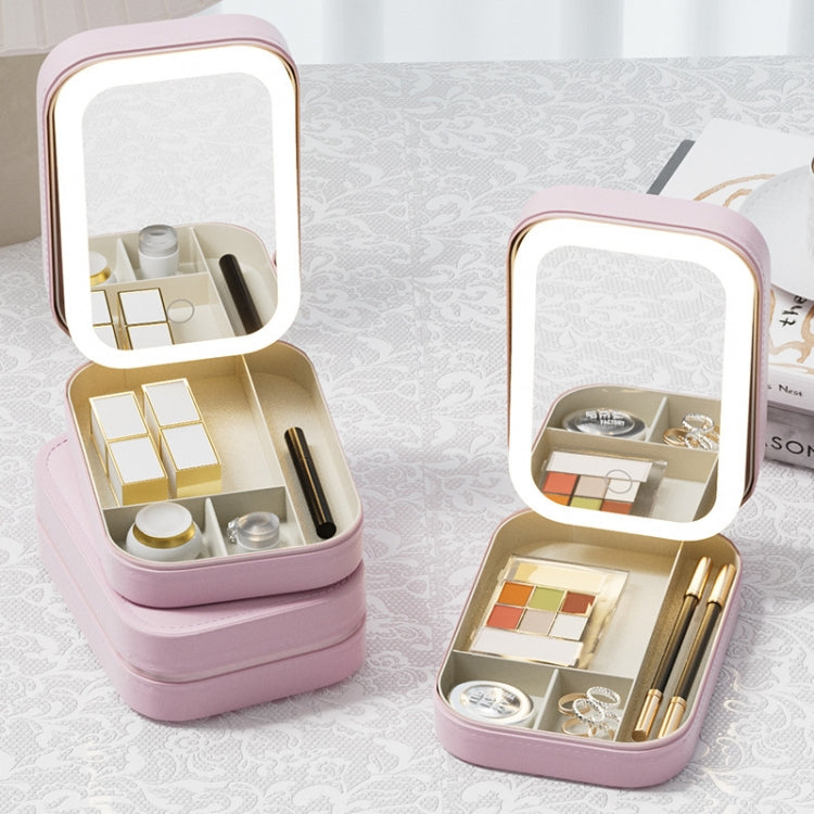 Multifunctional LED Light Cosmetic Mirror Cosmetic Bag Jewelry and Cosmetics Storage Box