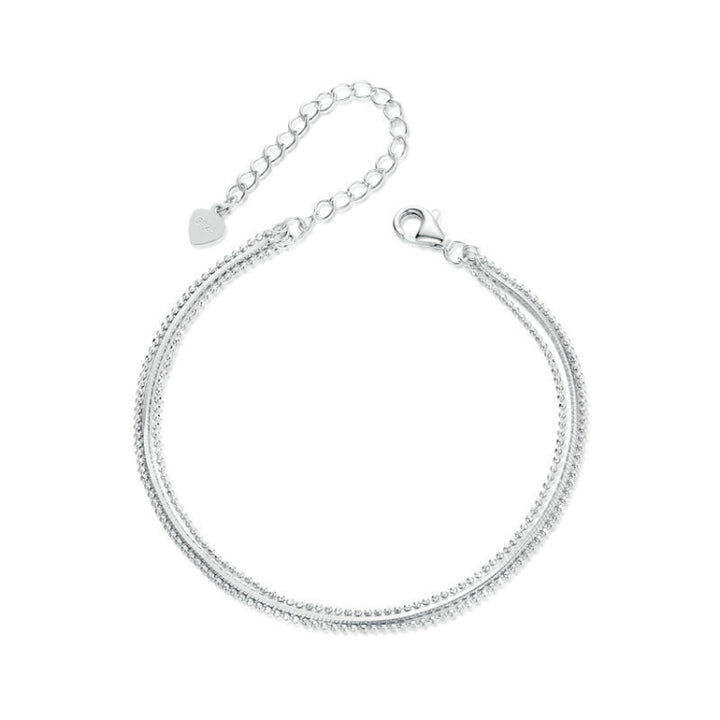 S925 Sterling Silver Platinum-plated Women Three-layer Thin Bracelet, BSB164