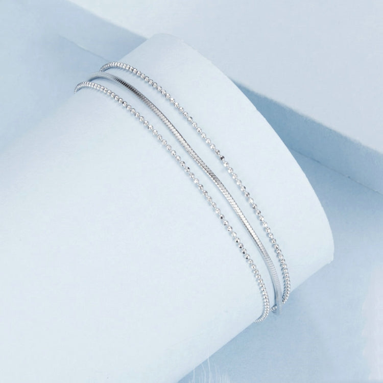 S925 Sterling Silver Platinum-plated Women Three-layer Thin Bracelet, BSB164