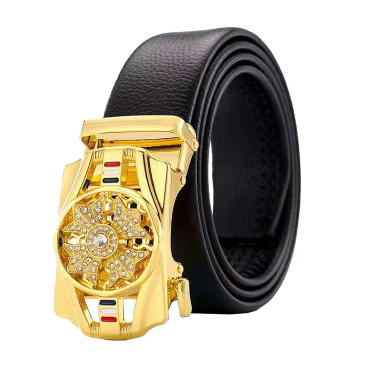 Dandali Scratch-Resistant Wrapped Edge Automatic Buckle Belt Mens Casual Waistbone Belt, 120cm