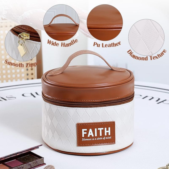 Handheld PU Barrel Cosmetic Bag Cosmetic Storage Bag Travel Toiletry Bag