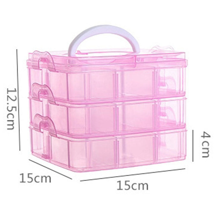 3 Layer Detachable Jewelry Storage Box Plastic Handheld Cosmetic Storage Box