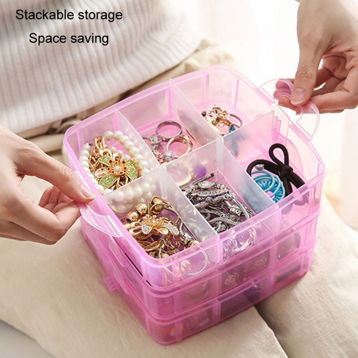 3 Layer Detachable Jewelry Storage Box Plastic Handheld Cosmetic Storage Box