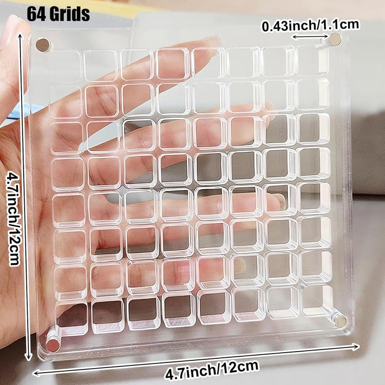 Acrylic Magnetic Seashell Storage Display Box Beads Jewelry Nail Art Storage Box, 36 Grids, 64 Grids, 100 Grids