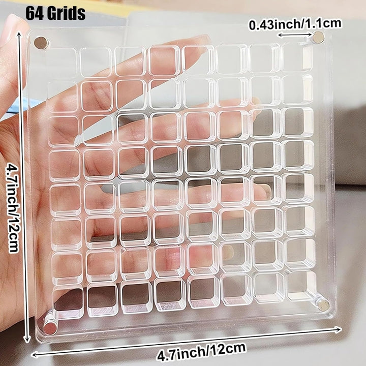 Acrylic Magnetic Seashell Storage Display Box Beads Jewelry Nail Art Storage Box, 36 Grids, 64 Grids, 100 Grids