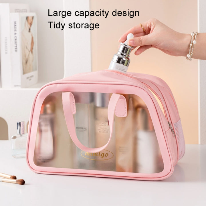 PU Dry And Wet Separation Washing Bag Double Layer Large Capacity Handheld Cosmetic Bag, Pink Large, Pink Median, Black Large, Black Medium, Beige Large, Beige Medium