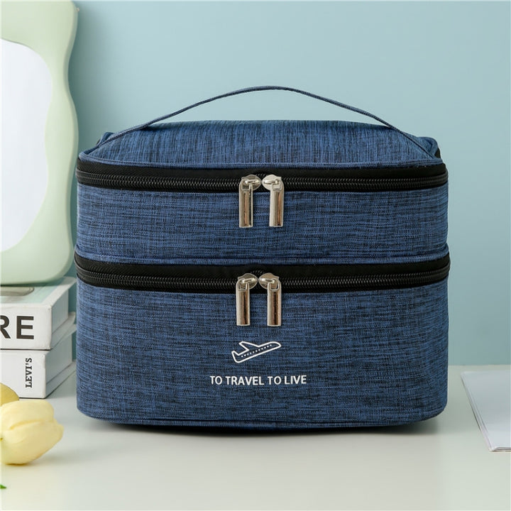 Cationic Double Layer Cosmetic Bag Large Capacity Handheld Wash Bag Thickened Waterproof Travel Storage Bag