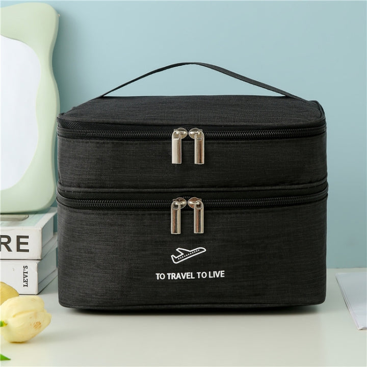 Cationic Double Layer Cosmetic Bag Large Capacity Handheld Wash Bag Thickened Waterproof Travel Storage Bag