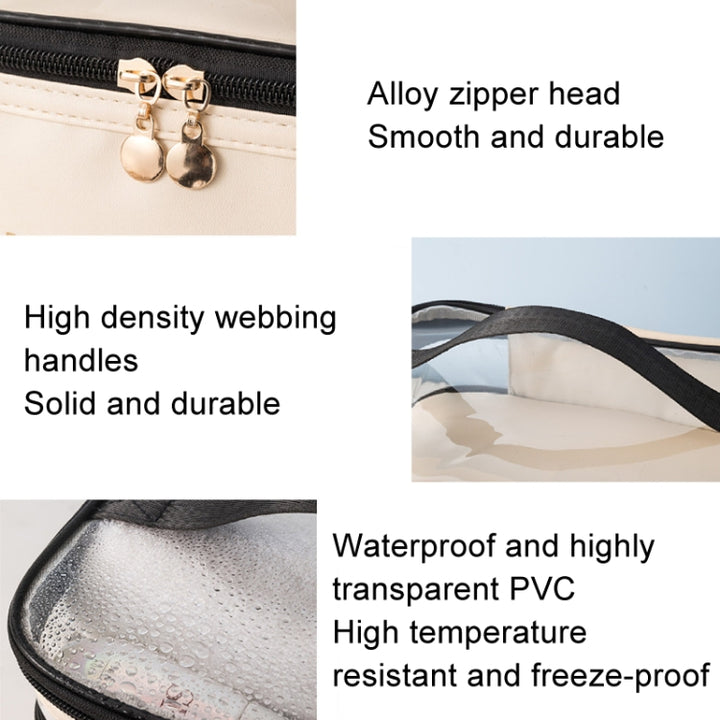 Double Layer Cosmetic Bag PU Transparent Waterproof Travel Portable Large Capacity Storage Bag