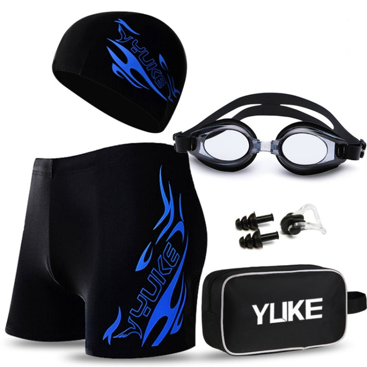 YUKE Men Swimming Set Includes Swim Trunks Glasses Cap Carry Bag, XL, XXL, XXXL, XXXXL, XXXXXL