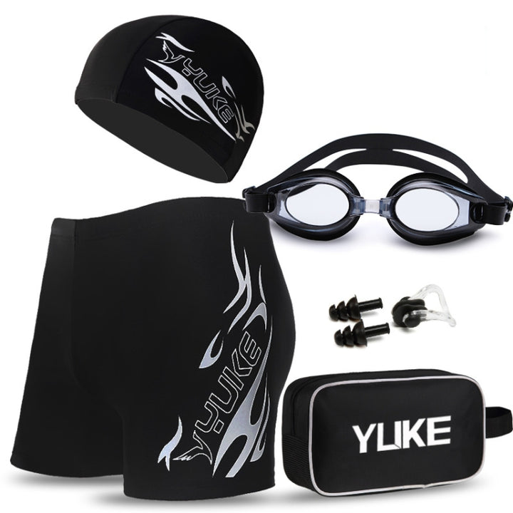 YUKE Men Swimming Set Includes Swim Trunks Glasses Cap Carry Bag, XL, XXL, XXXL, XXXXL, XXXXXL