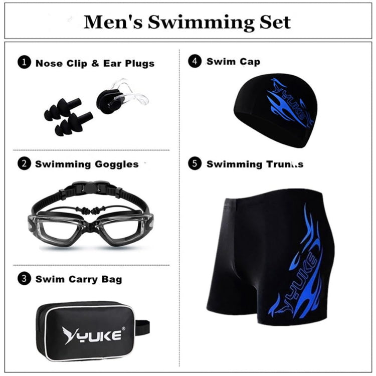 YUKE Men Swimming Set Includes Swim Trunks Glasses Cap Carry Bag, XL, XXL, XXXL, XXXXL, XXXXXL