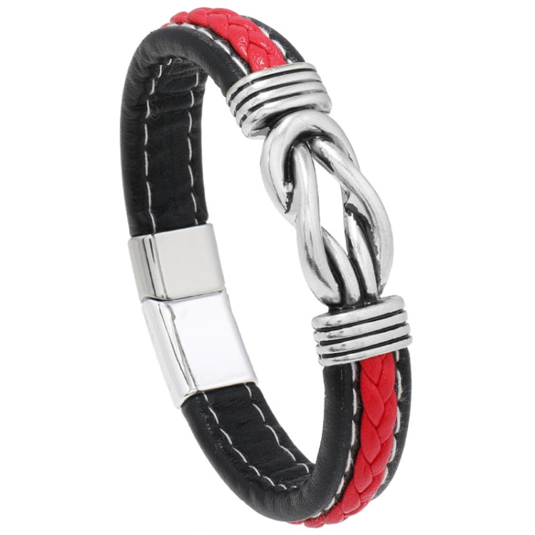 Simple Alloy Magnetic Clasp Leather Bracelet Personalized Braided Bracelet, Black 21cm, Blue 21cm, Black And Red 21cm, Black 22.5cm, Blue 22.5cm, Black And Red 22.5cm