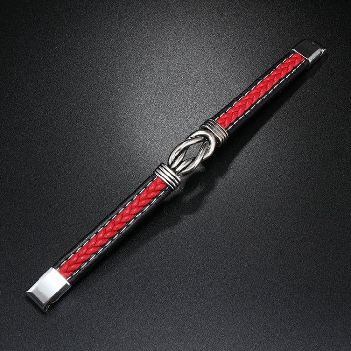 Simple Alloy Magnetic Clasp Leather Bracelet Personalized Braided Bracelet, Black 21cm, Blue 21cm, Black And Red 21cm, Black 22.5cm, Blue 22.5cm, Black And Red 22.5cm