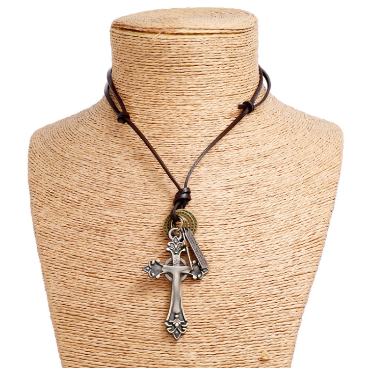 Vintage Long Cross Necklace Drawstring Adjustable Personalized Sweater Chain