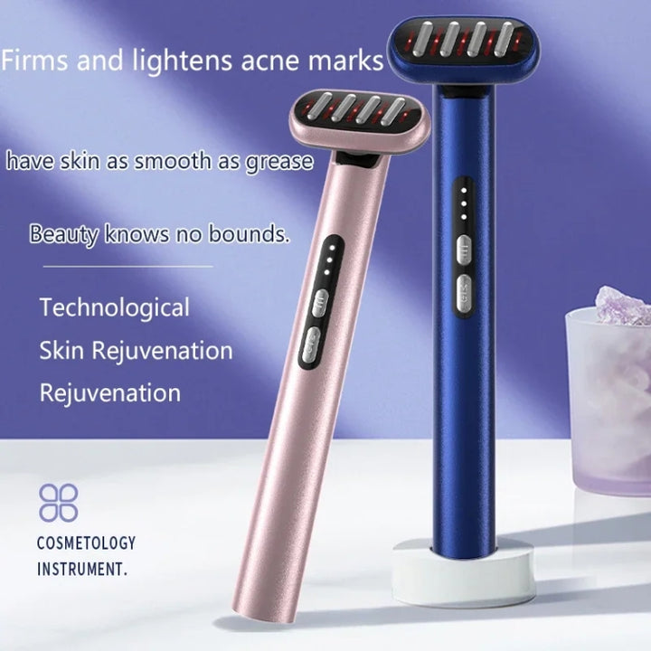 Red & Blue Light Therapy Facial Wand EMS Essence Introducing Device