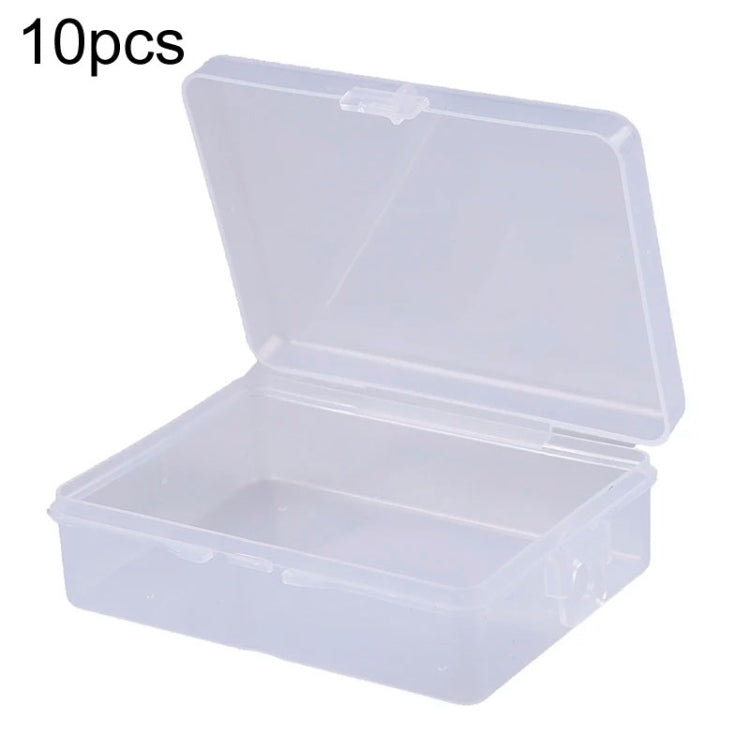 10pcs Rectangle Plastic Transparent Storage Box With Lid Dustproof Earring Ring Jewelry Storage Box, 6.7x4.9x2.3cm, 9x6.2x2.8cm