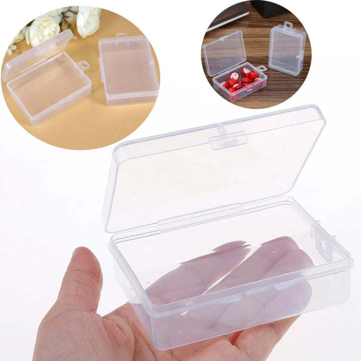 10pcs Rectangle Plastic Transparent Storage Box With Lid Dustproof Earring Ring Jewelry Storage Box, 6.7x4.9x2.3cm, 9x6.2x2.8cm