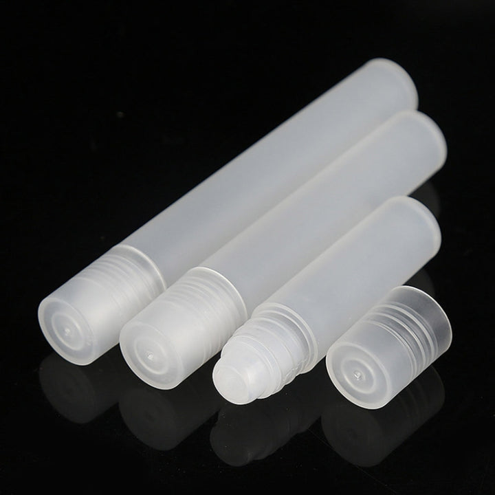 10pcs Frosted Roller Ball Empty Bottle Plastic Portable Perfume Roller Ball Bottle Essential Oil Dispenser Bottle, 5ml, 8ml, 10ml