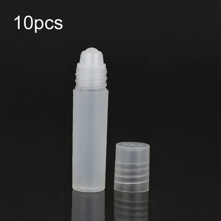 10pcs Frosted Roller Ball Empty Bottle Plastic Portable Perfume Roller Ball Bottle Essential Oil Dispenser Bottle, 5ml, 8ml, 10ml