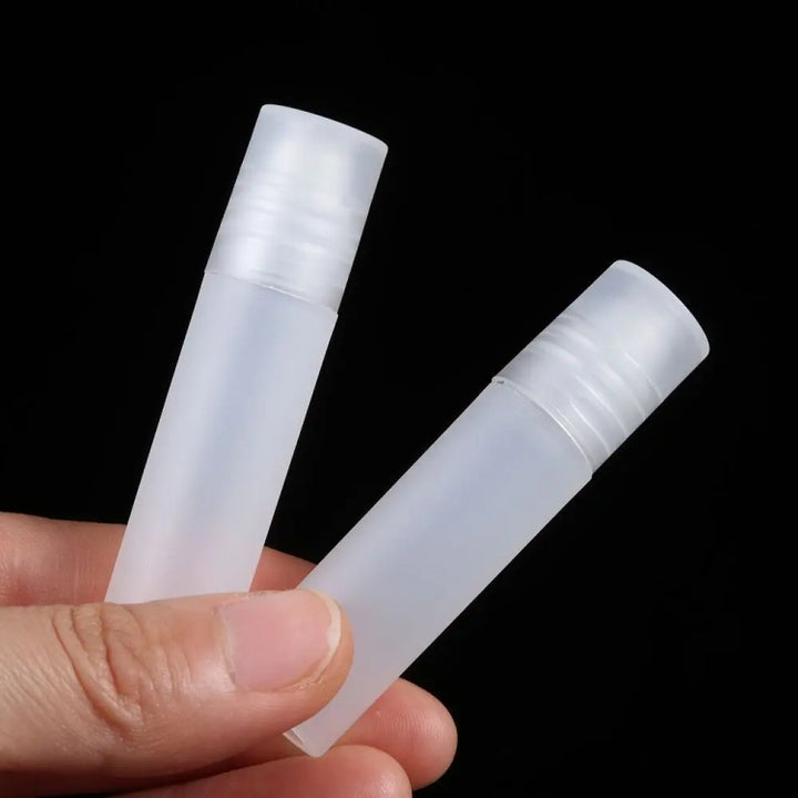 10pcs Frosted Roller Ball Empty Bottle Plastic Portable Perfume Roller Ball Bottle Essential Oil Dispenser Bottle, 5ml, 8ml, 10ml