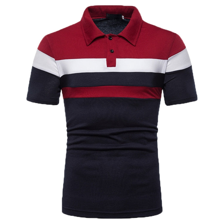 Summer Men Short Sleeve Colorblocking T-Shirt Casual Men Lapel Polo Shirt, S, M, L, XL, XXL