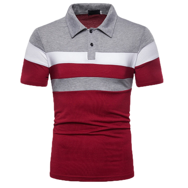 Summer Men Short Sleeve Colorblocking T-Shirt Casual Men Lapel Polo Shirt, S, M, L, XL, XXL