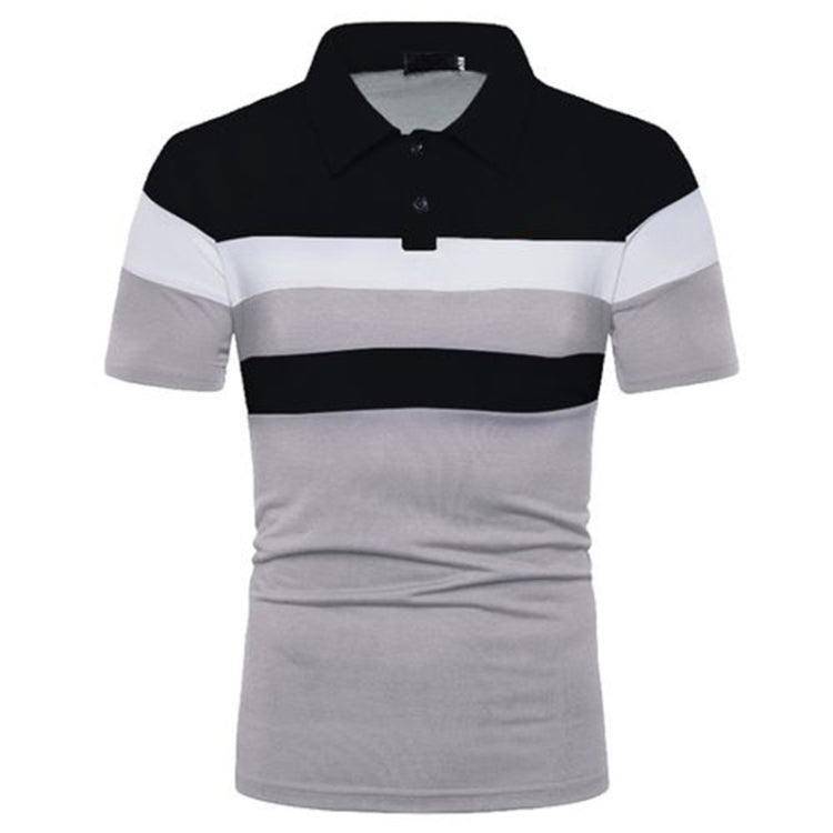 Summer Men Short Sleeve Colorblocking T-Shirt Casual Men Lapel Polo Shirt, S, M, L, XL, XXL