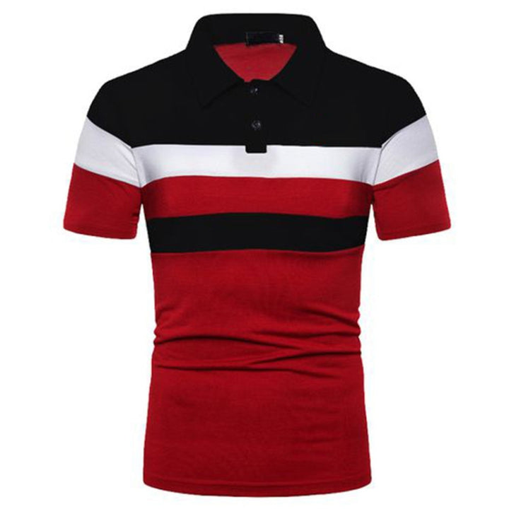 Summer Men Short Sleeve Colorblocking T-Shirt Casual Men Lapel Polo Shirt, S, M, L, XL, XXL