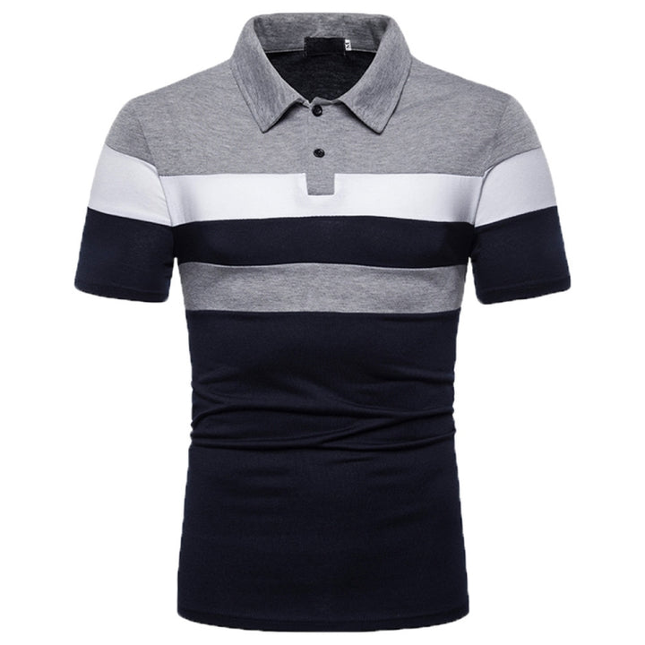 Summer Men Short Sleeve Colorblocking T-Shirt Casual Men Lapel Polo Shirt, S, M, L, XL, XXL