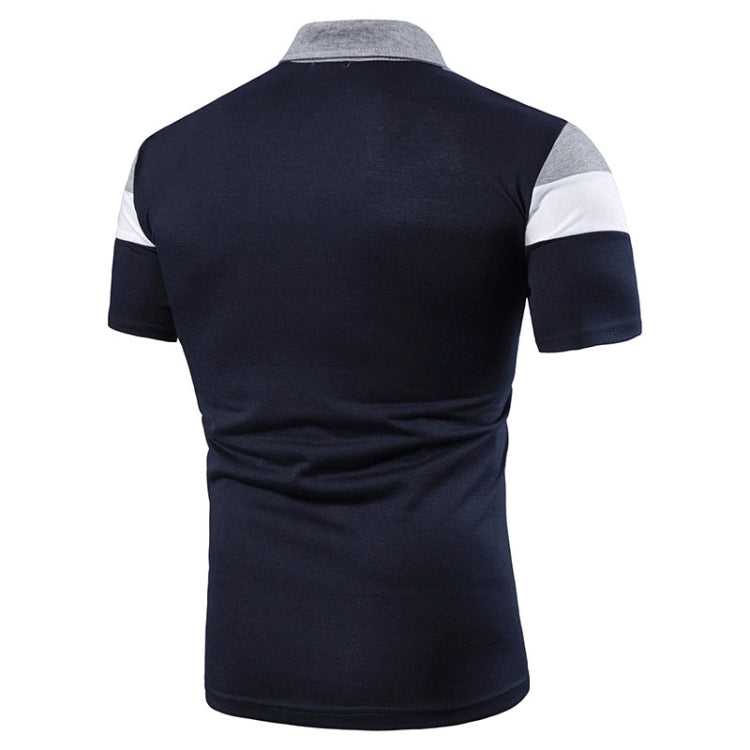 Summer Men Short Sleeve Colorblocking T-Shirt Casual Men Lapel Polo Shirt, S, M, L, XL, XXL