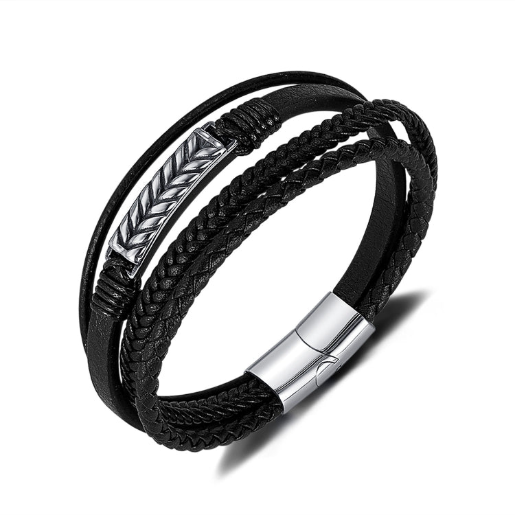 Personalized Retro Stainless Steel Multi-Layer Braided Magnetic Buckle Bracelet, PH1590