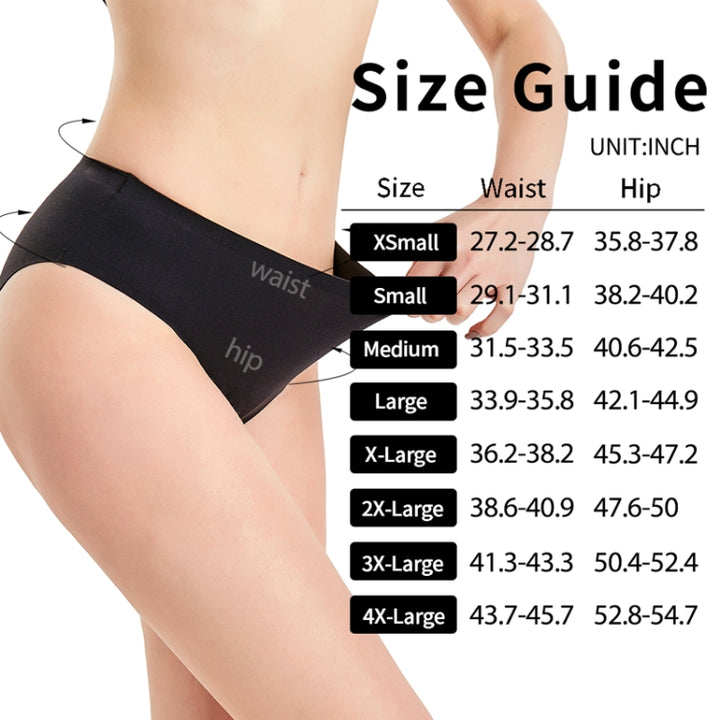 High Absorbency Women Period Panties 4-layer High Waist Seamless Menstrual Underwear, S, M, L, XL, XXL, XXXL, XXXXL