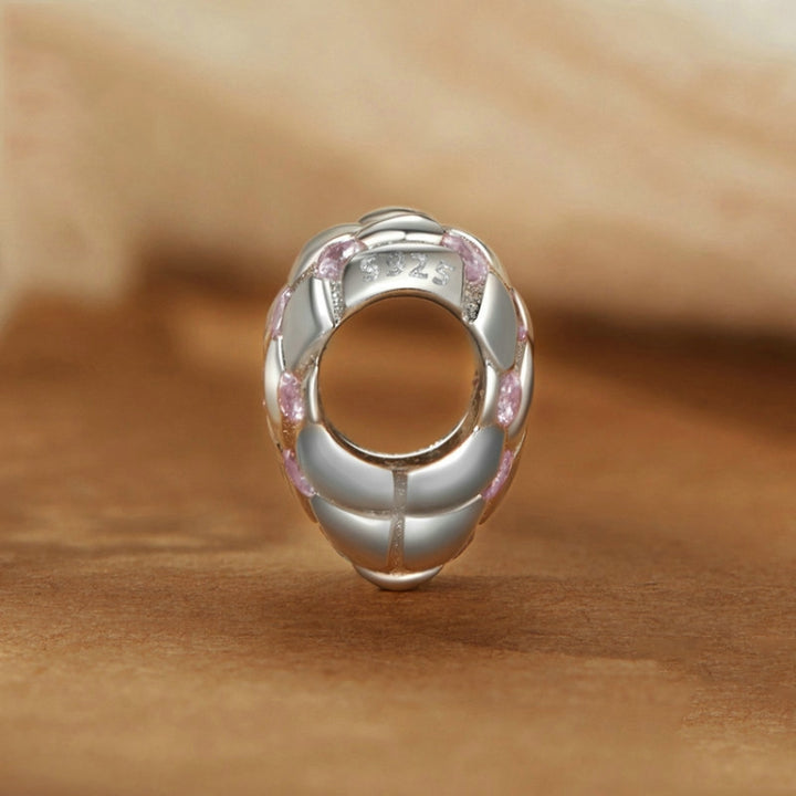 S925 Sterling Silver Platinum Diamond Heart-shaped DIY Bead