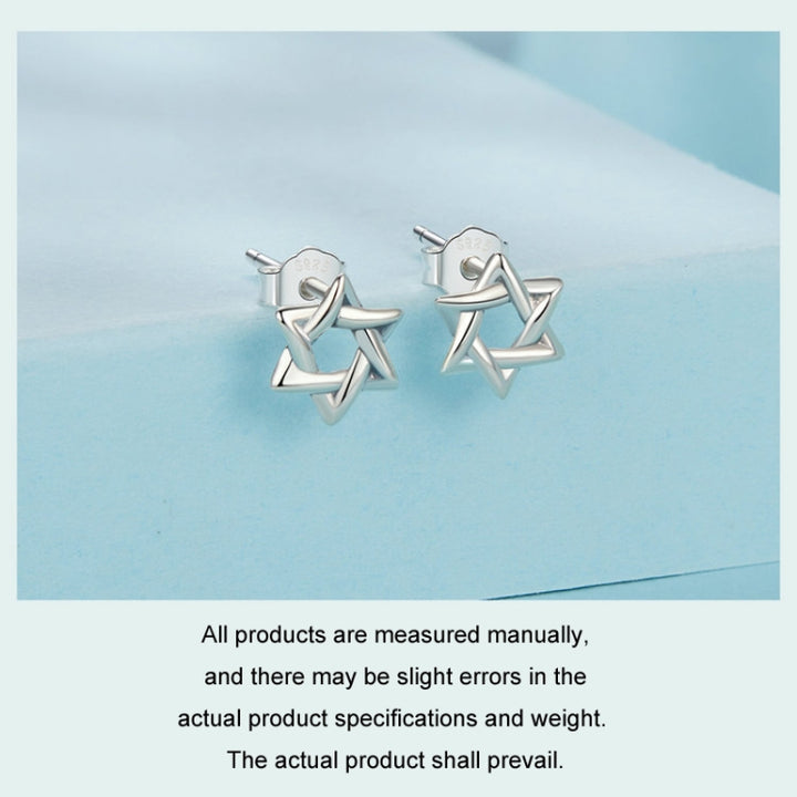 S925 Sterling Silver Oxidized Six-pointed Star Earrings, SCE1809, SCR1078-E, Set