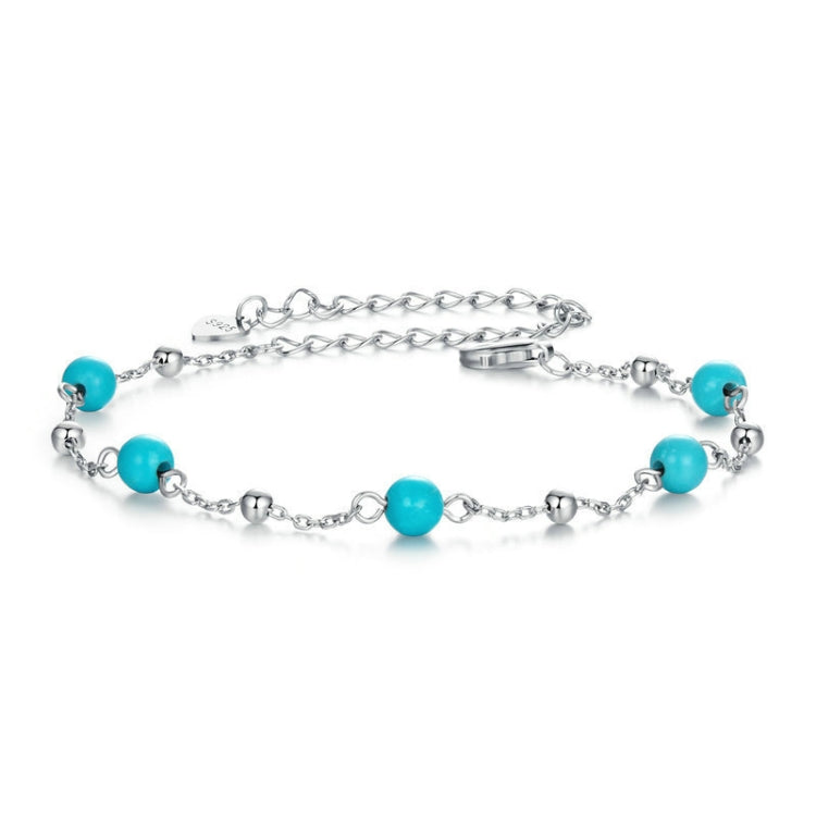 S925 Sterling Silver Platinum-plated Turquoise Bracelet