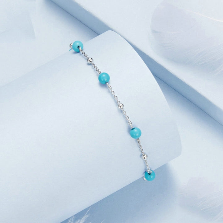 S925 Sterling Silver Platinum-plated Turquoise Bracelet