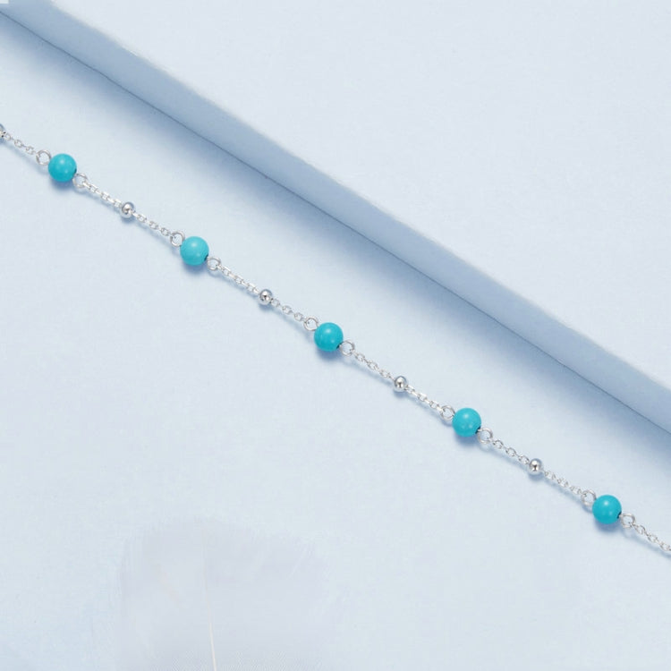 S925 Sterling Silver Platinum-plated Turquoise Bracelet