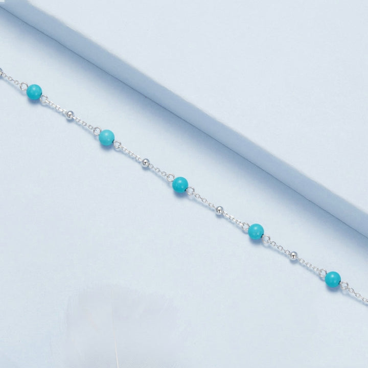 S925 Sterling Silver Platinum-plated Turquoise Bracelet