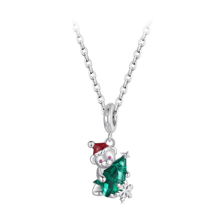 S925 Sterling Silver Cute Christmas Bear Pendant Jewelry Beads