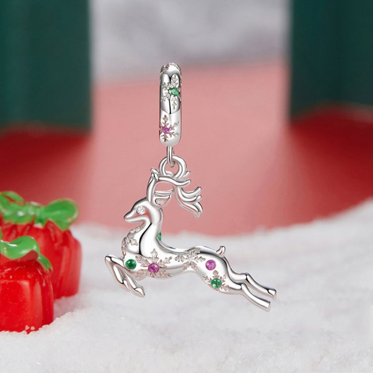 S925 Sterling Silver Christmas Smart Elk Pendant Jewelry Beads