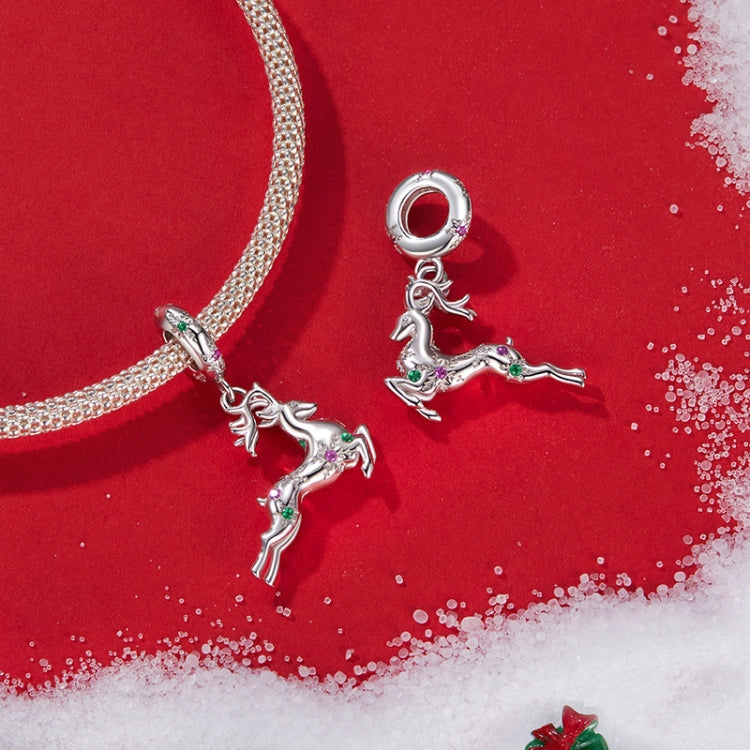 S925 Sterling Silver Christmas Smart Elk Pendant Jewelry Beads