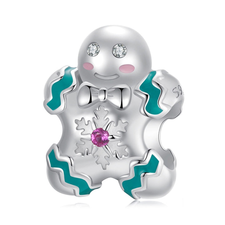 S925 Sterling Silver Gingerbread Man Bracelet Pendant Cute Doll Beads