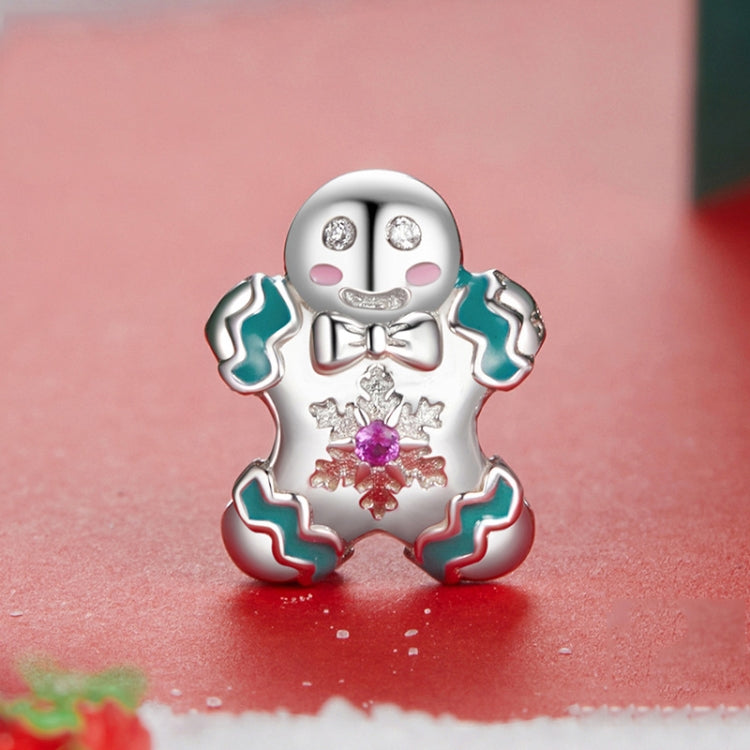 S925 Sterling Silver Gingerbread Man Bracelet Pendant Cute Doll Beads