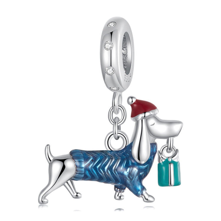 S925 Sterling Silver Cute Dachshund Pendant Jewelry Animal Beads