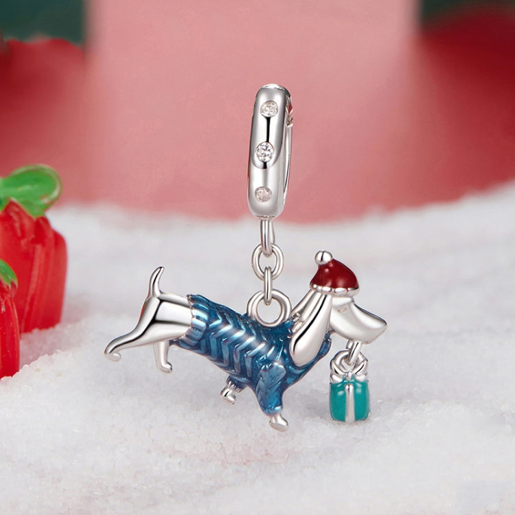 S925 Sterling Silver Cute Dachshund Pendant Jewelry Animal Beads