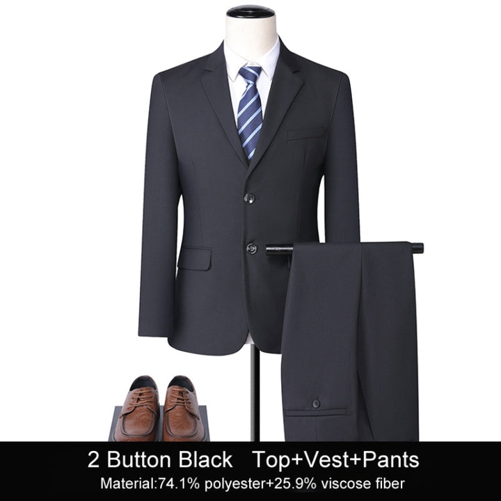 3 In 1 Men 2-Button Suit Handsome Slim Business Formal Suit Bank Sales Hotel Workwear, S, M, L, XL, XXL, XXXL