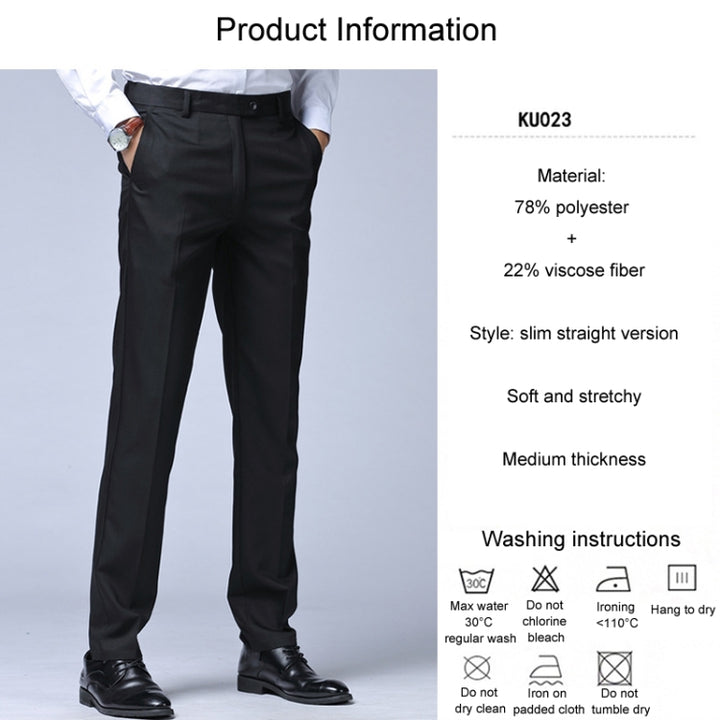 Men Dress Suit Pants Elastic Straight Formal Business Office Formal Casual Trousers, 30, 31, 32, 33, 34, 35, 36, 37, 38, 39